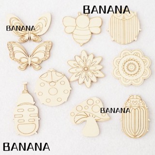 Banana1 แผ่นไม้เปล่า รูปสัตว์ ดอกไม้ ผึ้ง ผีเสื้อ DIY สําหรับตกแต่งต้นไม้ งานฝีมือ 30 ชิ้น