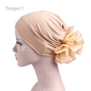 Yonger ผ้าโพกหัว กันแดด ลายดอกไม้ ขนาดใหญ่ สีพื้น สําหรับผู้หญิงชาวมุสลิม