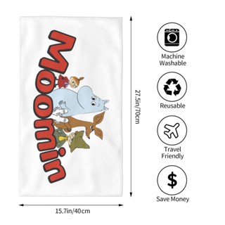 Moomin โลโก้ ผ้าขนหนู ดูดซับ สี่เหลี่ยม ผ้าขนหนูเช็ดหน้า ผ้าขนหนูหัว ผ้าขนหนูอาบน้ํา วิ่ง ฟิตเนส โยคะ ผ้าขนหนูกีฬากลางแจ้ง 70x40 ซม.