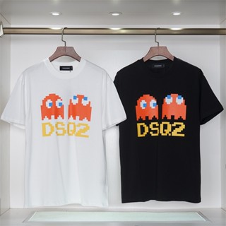 Fashion DSQ2 เสื้อยืดลําลอง ผ้าฝ้าย แขนสั้น พิมพ์ลายตัวอักษร ปลาหมึก สําหรับผู้ชาย และผู้หญิง