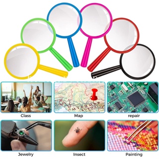 แว่นขยาย แบบมือถือ ทรงกลม ขนาดเล็ก แบบพกพา สีสันสดใส สําหรับ…