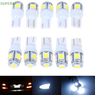 Superaf หลอดไฟ LED T10 Wedge 5-SMD 5050 5W5 สีขาว สําหรับติดป้ายทะเบียนรถยนต์ 10 ชิ้น