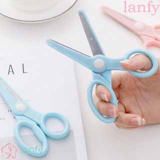 Lanfy กรรไกรพลาสติก หัวกลม แฮนด์เมด อเนกประสงค์ สําหรับเด็กอนุบาล