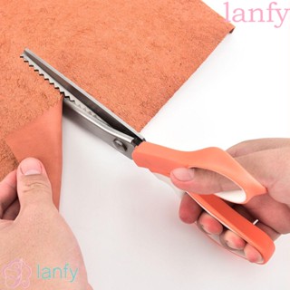 Lanfy Zig Zag กรรไกรสแตนเลส ขนาดใหญ่ สีชมพู คุณภาพสูง สําหรับตัดเย็บเสื้อผ้า