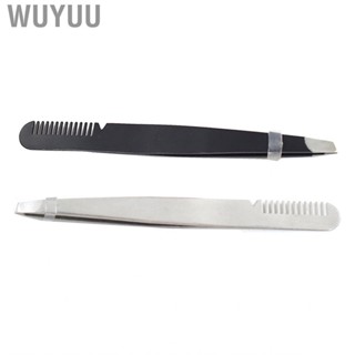 Wuyuu Slant Tip Eyebrow Tweezers  Smooth Professional Stainless Steel Portable for Home Beautician