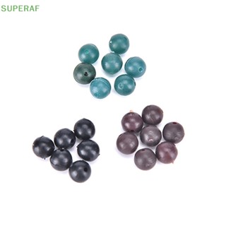 Superaf ลูกปัดยางนิ่ม สีน้ําตาล สีเขียว สีดํา 6 มม. อุปกรณ์เสริม สําหรับตกปลา 50 ชิ้น