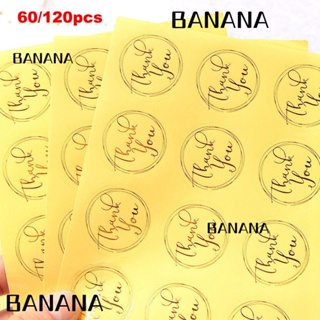 Banana1 สติกเกอร์ใส ทรงกลม ลาย Thank You สีบรอนซ์ แฮนด์เมด สําหรับติดตกแต่งปาร์ตี้ 60 120 ชิ้น