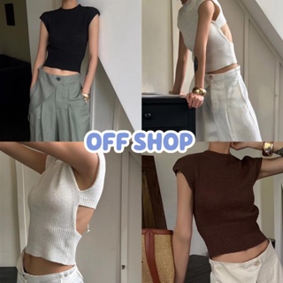 OFF SHOP พร้อมส่ง (OFF-40022) เสื้อไหมพรมแขนกุด เว้าด้านหลังคอกลม 3สี -C