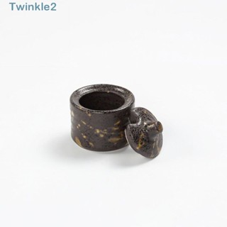 Twinkle ถังปรุงรสเซรามิค เพ้นท์มือ พร้อมฝาปิด สีดํา 2.56 นิ้ว สําหรับห้องครัว