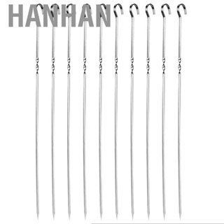 Hanhan 10Pcs Barbecue Skewers Stainless Steel Flat Skewer Reusable Grilling