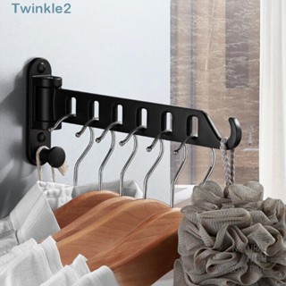 Twinkle ราวตากผ้า แบบพับได้, ราวตากผ้าติดผนัง, ไม้แขวนเสื้อ แบบเรียบง่าย แบบพกพา ยืดไสลด์ได้ ตะขอตากผ้า ในร่มและกลางแจ้ง