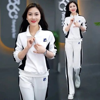 เสื้อกันหนาว คอปกตั้ง สองชิ้น แฟชั่นฤดูใบไม้ผลิ ฤดูใบไม้ร่วง สําหรับวิ่ง