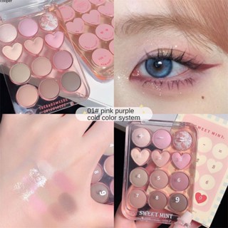 【ในการจัดส่ง】 Sweet Mint12 Color Love Eye Shadow Plate Flash Transparent Acrylic Eye Makeup Eye Shadow Plate Matte Eye Shadow Color Makeup สินค้าใหม่