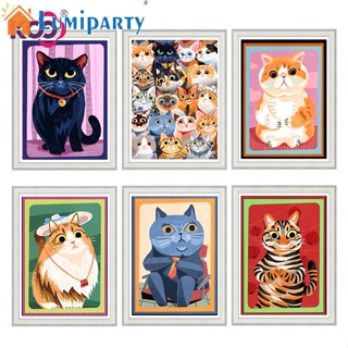 Lumiparty KS ภาพวาดปักเพชร ปักครอสสติตช์ ลายแมว 5D สําหรับตกแต่งผนังบ้าน DIY