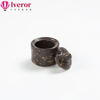 Lveror หม้อปรุงรสเซรามิค เพ้นท์มือ 2.56 นิ้ว พร้อมฝาปิด สีดํา สําหรับห้องครัว