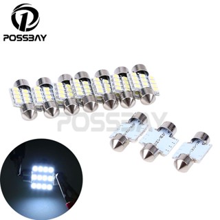 【Hot Style】หลอดไฟ LED 12SMD DC12V 31 มม. สีขาว สําหรับติดตกแต่งภายในรถยนต์ 10 ชิ้น