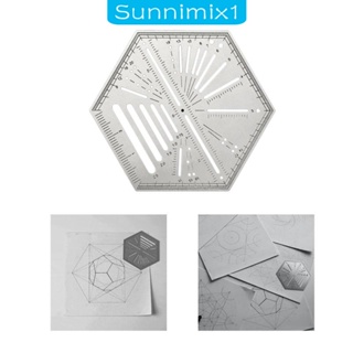 [Sunnimix1] ไม้บรรทัดสเตนเลส ทรงหกเหลี่ยม สําหรับวาดภาพ