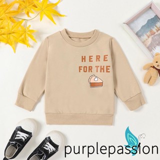 Purplepassion- เสื้อกันหนาวแขนยาว คอกลม พิมพ์ลายตัวอักษร ให้ความอบอุ่น สําหรับเด็กทารก