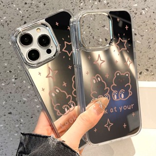 หุ้นไทย 💥เคสกระจกแต่งหน้าสำหรับ for iPhone 11 14 Pro Max 15 13 12 Pro Max 13 14 Pro 15 Plus เคสโทรศัพท์ลายการ์ตูนหมี