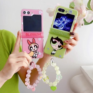 เคสโทรศัพท์มือถือ PC แบบแข็ง ลายการ์ตูนแพนด้าน่ารัก พร้อมสายคล้อง สําหรับ Samsung Galaxy Z Flip5 Z Flip5 Flip Z 5