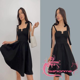 Fashionme ชุดมินิเดรส ทรงเอ สีดํา หรูหรา สําหรับผู้หญิง