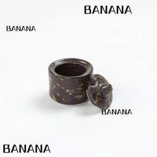 Banana1 ถังปรุงรสเซรามิค เพ้นท์มือ ขนาด 2.56 นิ้ว พร้อมฝาปิด สีดํา สําหรับห้องครัว