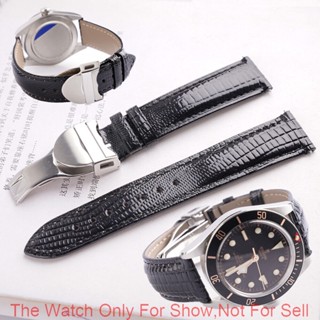 สายนาฬิกาข้อมือ สายหนังวัว ขนาด 20 มม. สีดําแวววาว สําหรับ Rolex TUDOR BlackBay58