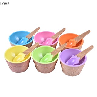 Lo ชามไอศกรีม พร้อมช้อน 6 สี สําหรับเด็ก คู่รัก ของขวัญ ขนมหวาน SG