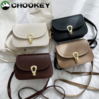 Chookey กระเป๋าสะพายไหล่ สะพายข้าง หนัง PU สีพื้น แฟชั่น สําหรับกลางแจ้ง