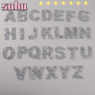 Suhuhd สติกเกอร์ตัวอักษร A-Z สีเงิน 2 นิ้ว 26 ชิ้น สําหรับติดตกแต่งเสื้อผ้า กระเป๋า DIY