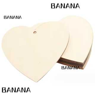 Banana1 คัตเอาท์ไม้เปล่า รูปหัวใจ ขนาด 65x60 มม. พร้อมรู สําหรับงานฝีมือ DIY 50 ชิ้น