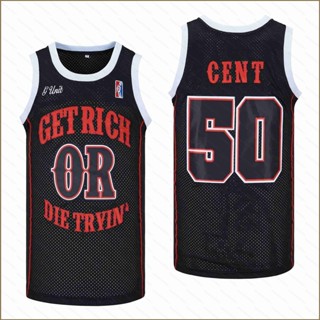 Qy Cent Get Rich Or Die Trying No.50 เสื้อกีฬาบาสเก็ตบอล พลัสไซซ์ สําหรับผู้ชาย และผู้หญิง