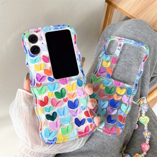 เคสโทรศัพท์มือถือ ป้องกันกระแทก หน้าจอพับได้ ลายภาพวาดสีน้ํามัน รูปหัวใจ ขนาดเล็ก แบบสร้างสรรค์ สําหรับ Oppo Find N2