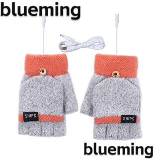 Blueming2 ถุงมือถักนิตติ้งไฟฟ้า แบบครึ่งนิ้ว ให้ความอบอุ่น USB สําหรับแล็ปท็อป คอมพิวเตอร์