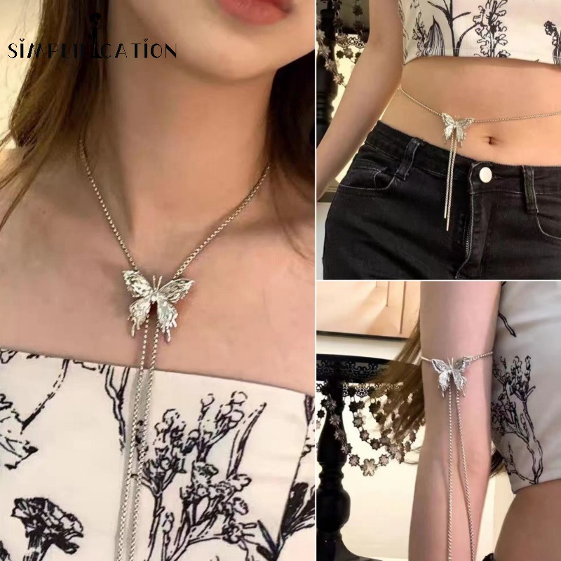 สร้อยคอ โชคเกอร์ จี้ผีเสื้อ ประดับขอบ หรูหรา เครื่องประดับแฟชั่น สําหรับผู้หญิง