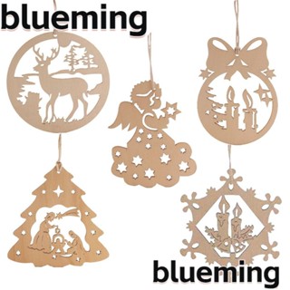 Blueming2 จี้ไม้แกะสลัก แฮนด์เมด สําหรับแขวนตกแต่งต้นคริสต์มาส 10 ชิ้น