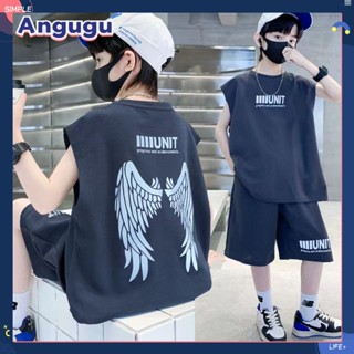 Angugu เสื้อยืดแขนสั้น กางเกงขาสั้น คุณภาพสูง แฟชั่นฤดูร้อน สไตล์เกาหลี สําหรับเด็กผู้ชาย อายุ 3 -14 ปี 2023 2 ชิ้น