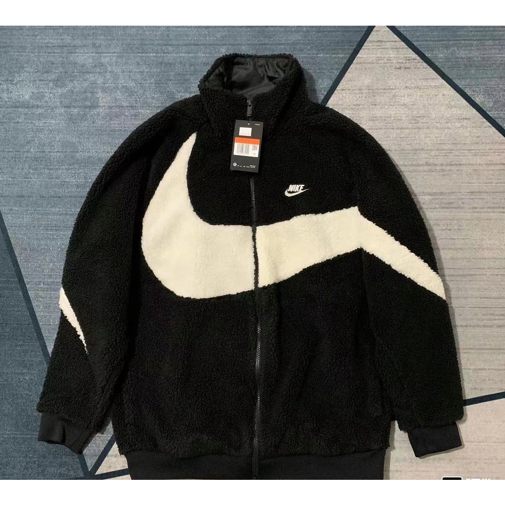 Nike big swoosh เสื้อแจ็กเก็ตกันหนาว บุผ้าฝ้าย สองด้าน สําหรับผู้ชาย และผู้หญิง
