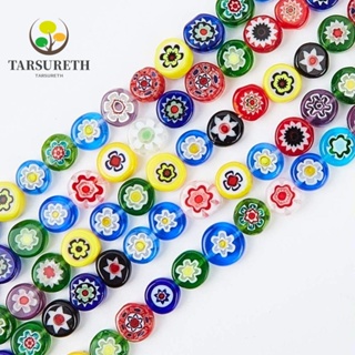 Tarsureth ลูกปัดมิลลิฟอร์รี่ ทรงกลมแบน 6 มม. คละสี 1 เส้น 65 ชิ้น