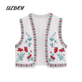 Uibey เสื้อกั๊ก แขนกุด ปักลาย แฟชั่น 3947