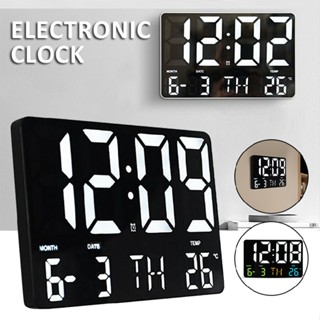 New Led Light Digital Wall Clock Temperature Date Day Display W/ Remote Control