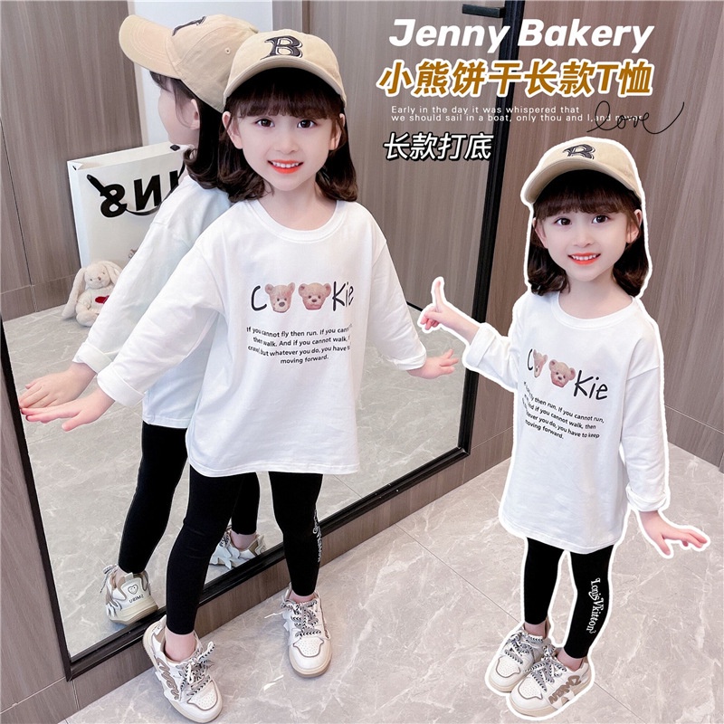 [ML] เสื้อยืดลําลอง แขนยาว ผ้าฝ้ายแท้ ลายการ์ตูนน่ารัก ขนาดเล็ก 90-160 ซม. เข้ากับทุกการแต่งกาย แฟชั่นฤดูใบไม้ผลิ และฤดูใบไม้ร่วง สําหรับเด็ก
