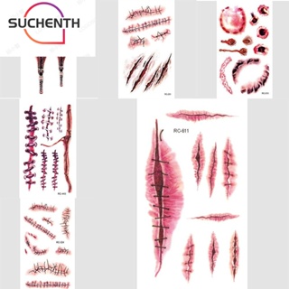 Suchenth สติกเกอร์รอยสักชั่วคราว รอยแผลเป็น รอยสักชั่วคราว รอยแผลเป็น รอยสักน่ากลัว รอยสักชั่วคราว สําหรับผู้ใหญ่ 25 ชิ้น