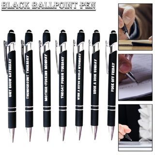 New 7pcs Funny Daily Pen Black Ballpoint Pen Interesting Pens Stationery Set