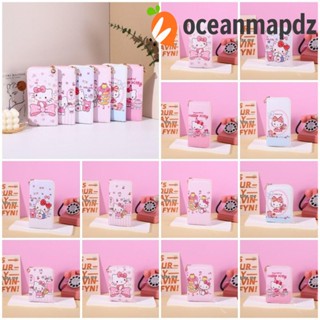 Oceanmapdz กระเป๋าสตางค์ ทรงคลัทช์ หนัง PU มีซิป ลายการ์ตูนแมวคิตตี้ สไตล์เกาหลี เรโทร สําหรับผู้หญิง