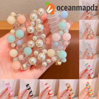 Oceanmapdz ยางรัดผมหางม้า แบบพลาสติกใส แฟชั่น สําหรับงานแต่งงาน