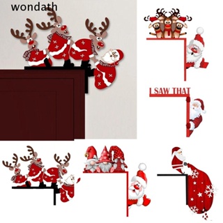 Wonda จี้กรอบประตูไม้ ลาย Happy Year Merry Christmas แฟชั่น สําหรับตกแต่งมุมประตู DIY