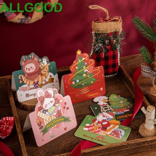 Allgoods การ์ดอวยพร กระดาษเปล่า ลายการ์ตูน Merry Christmas Thank You ของขวัญเทศกาล 10 ชิ้น