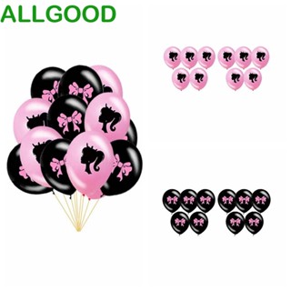 Allgoods ลูกโป่งยางพองลม ลายตุ๊กตาบาร์บี้เจ้าหญิง สีชมพู ขนาด 12 นิ้ว ของเล่นสําหรับเด็ก 10 ชิ้น