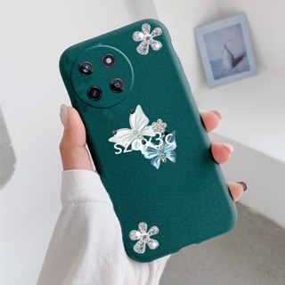 ใหม่ เคสโทรศัพท์มือถือแบบนิ่ม TPU ผิวด้าน แต่งพลอยเทียม ระยิบระยับ ลายผีเสื้อ สีพื้น สําหรับ Realme11 11 NFC C51 C53 C55 Realme 11 Pro+ Pro 5G